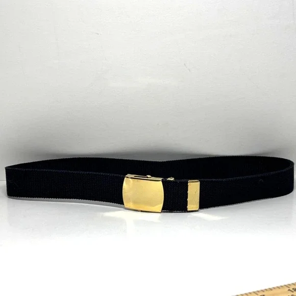 Web Belt Men‎ 34 Navy Blue Good Solid Brass Buckle USA Made Preppy Gorpcore