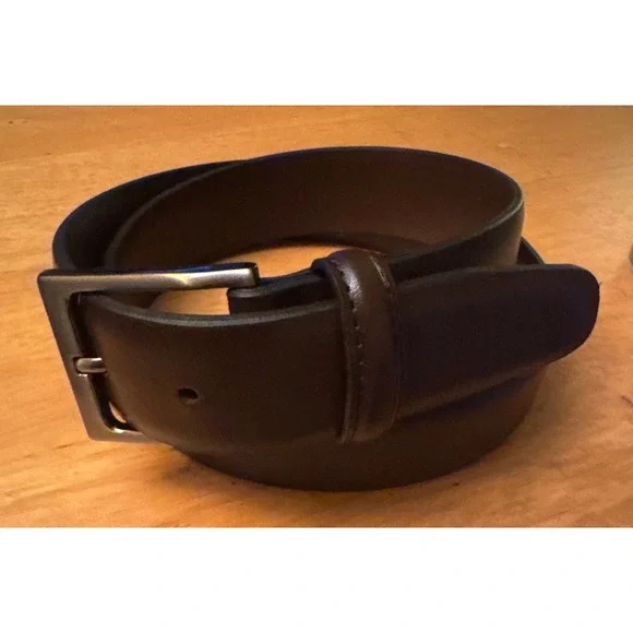 Florsheim Mens Brown Leather Belt Silver Buckle Size 32 FL5905-200W Dress Casual