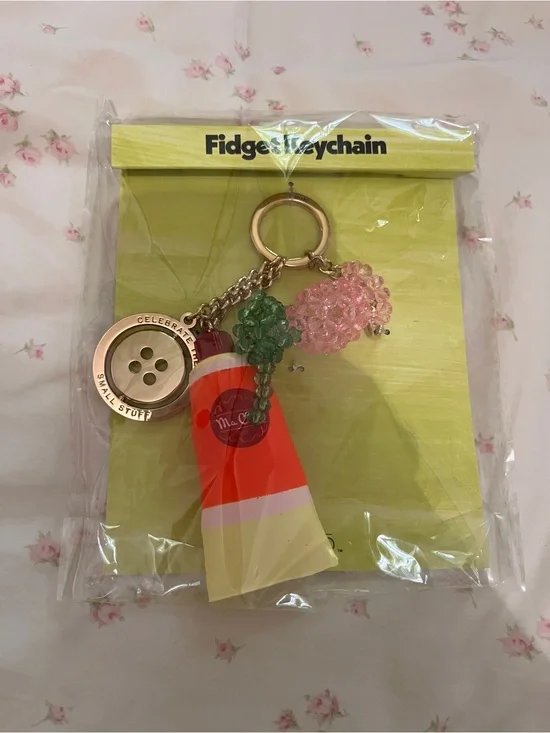 ban.do Multicolor Tube & Bead Fidget Keychain with Rose Gold Button Charm