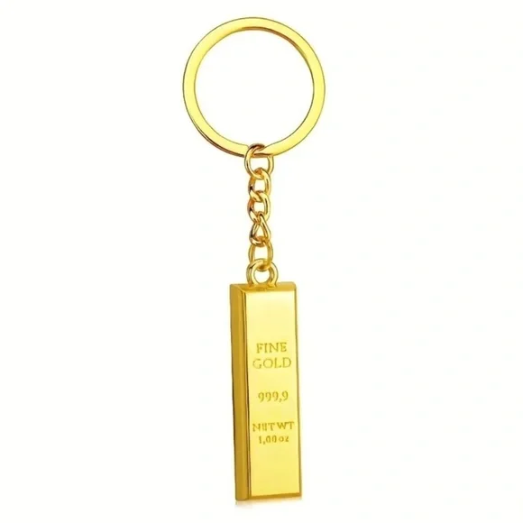 Gold Bar Key Chain Unisex Color Gold