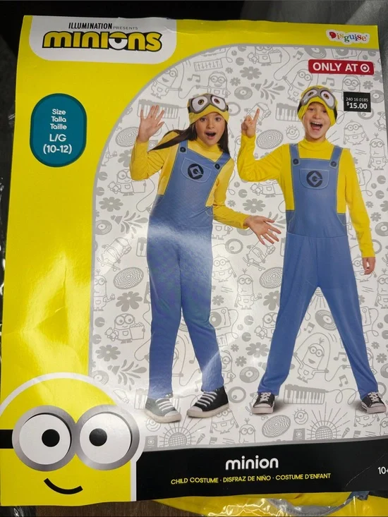 Disguise Despicable Me Minion Costume Jumpsuit & Beanie Children’s L 10/12