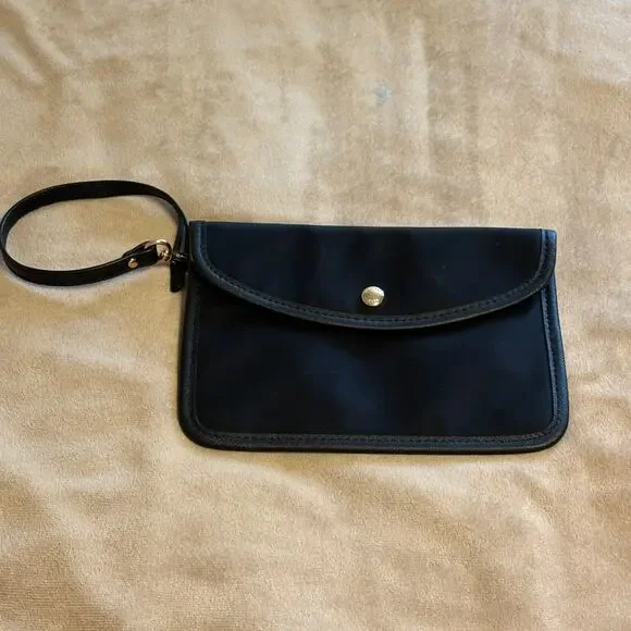 Michael Kors Wristlet Black Nylon Snap Envelope Pouch Purse Clutch