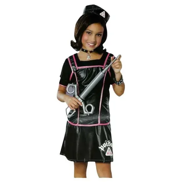 Rubie's Child Small 4-6 Nurse Halloween Costume Goth Punk Black Pink Dress Up