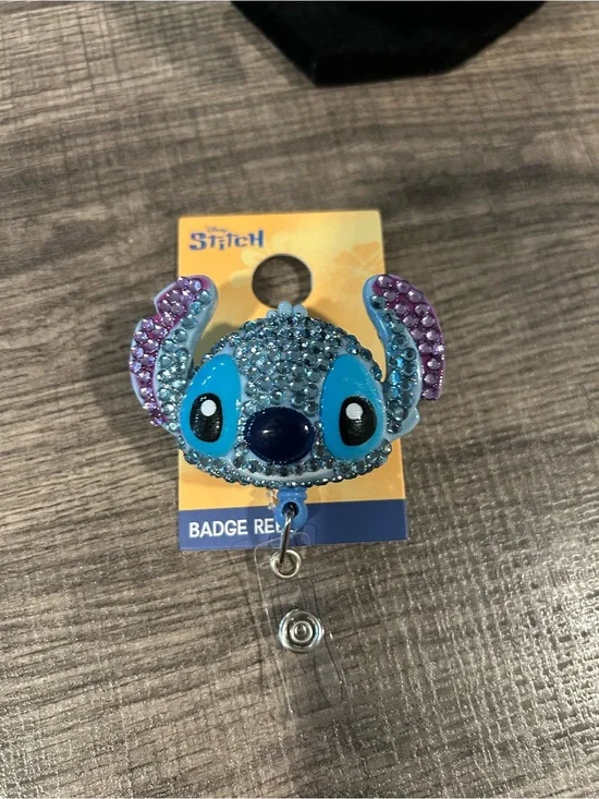 Disney Stitch Blue and Purple Crystal Badge Reel