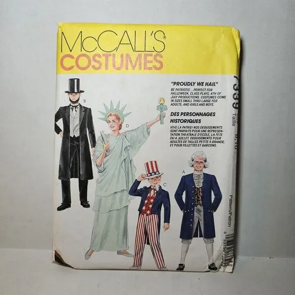 McCalls Pattern 7339 Adult 8, 10 Patriotic COSTUME Presidents Liberty UNCUT
