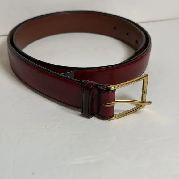 Brighton Oxblood Burgundy Leather Belt Size 36 Solid Brass Buckle USA 1