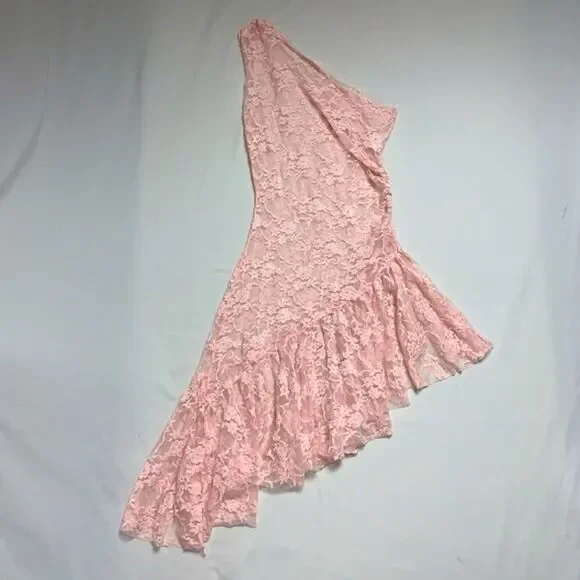 Pink Lace Dance Costume Women’s Lyrical Contemporary Ballerina Tutu Halloween