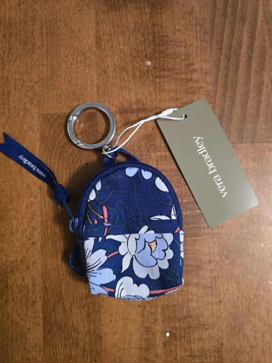 Vera Bradley Navy Floral Mini Backpack Keyring
