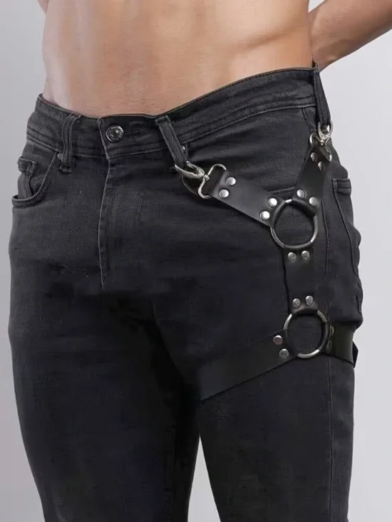 Men's PU Thigh Garter Belt Trouser Strap Leg Harness Punk Goth One Size