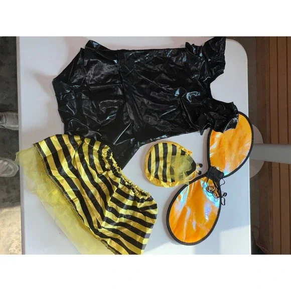 JWC Bumble Bee Costume Girls Size 8/10 Leotard Tutu Wings Bag 4pc Set