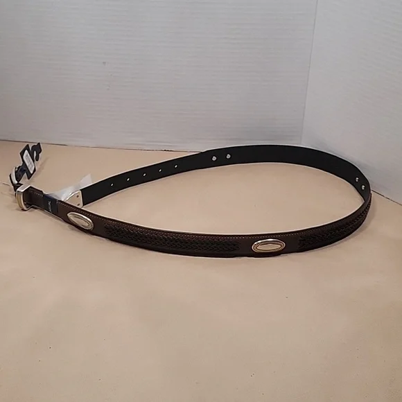 Saddlebred Tan Belt NEW with Tags, Size 36, Braided with Silver/Gold Medallions