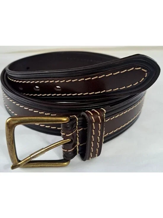 Unbranded Men's 62 Brown Bonded Leather Belt Topstitching