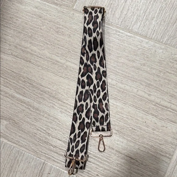 Leopard Print Adjustable Bag Strap - Brown/Black
