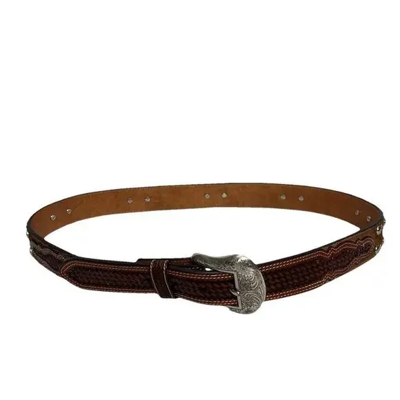 Ranger Belt Company Studded Cowhide Handtooled 40 Western