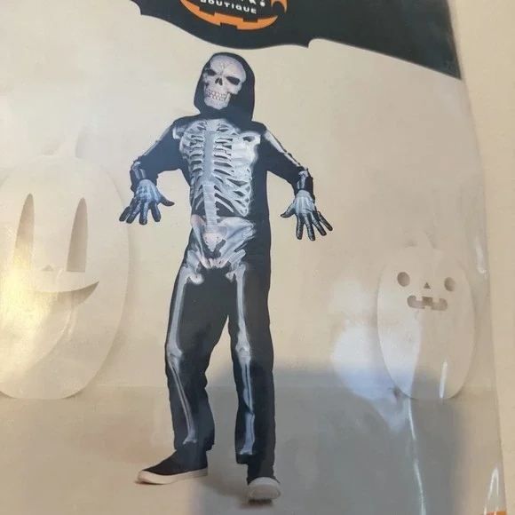 NWT Kids X -Ray Skeleton SKULL Costume Hyde and Eek Unisex/Boys Medium 8