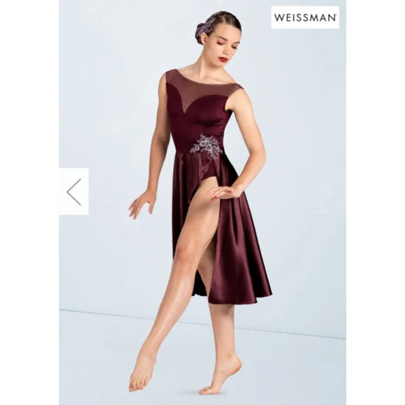 WEISSMAN Youth Dance Burgundy Plum Purple Costume Dress Chasing Cars XSC
