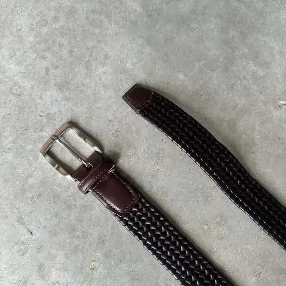 Torino Italian Leather Woven Belt - Size 42