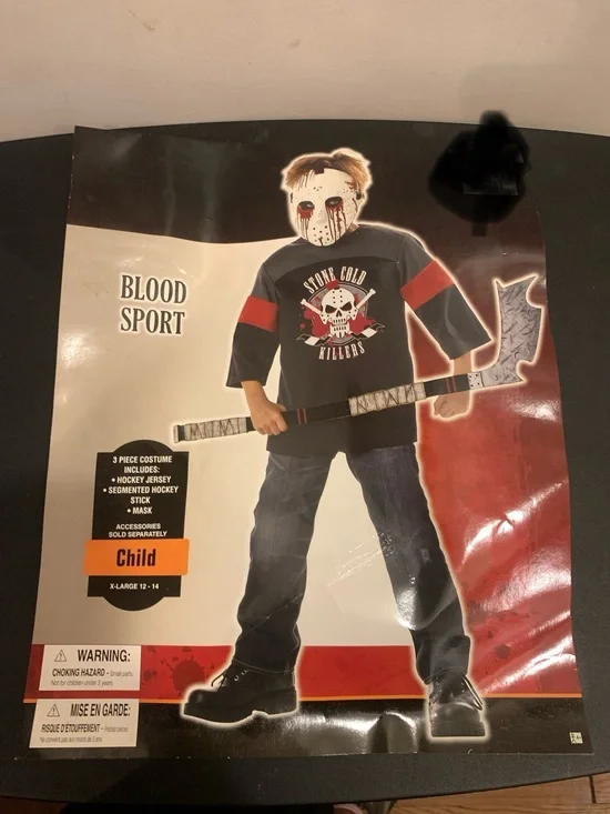 Blood Sport Child Hockey Costume - Black and Red