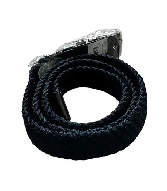 New PX Brand Navy Blue Braided Fabric Stretch Silver Buckle Belt Large MSRP $65