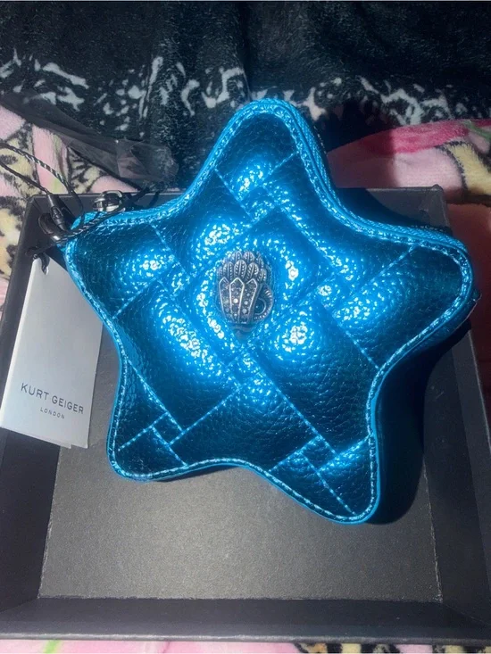 Kurt Geiger Blue Metallic Star Coin Purse NWT