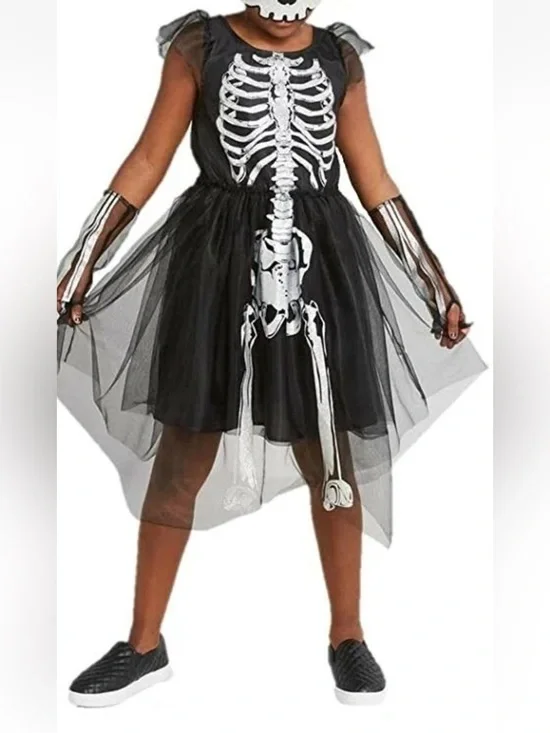 HYDE & EEK Black Skeleton Halloween costume Tulle Dress size small