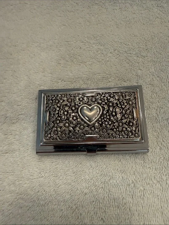 Brighton Silver Floral Heart Card and/or Pill Holder