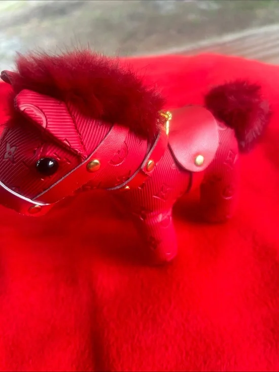 Designer inspired Pony purse charm / Keychain with Faux Fur