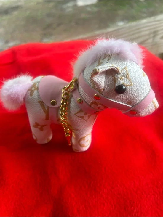 Luxury Pink Monogram horse  Keychain Charm - Designer-Inspired