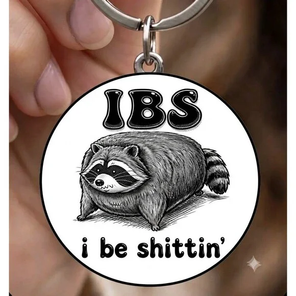 Cute Chubby Raccoon Funny Animal Stainless Keychain Art Cute Joke Art Cartoon