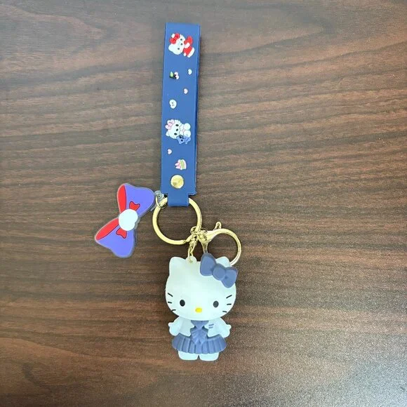 Hello Kitty Keychains Car Key Ring Bow Wristlet Keychain Unbranded Blue New