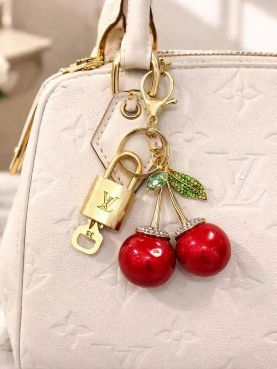 Louis Vuitton Gold Padlock 🔒 Key Set Authentic LV w/ Unbranded Cherry Keychain
