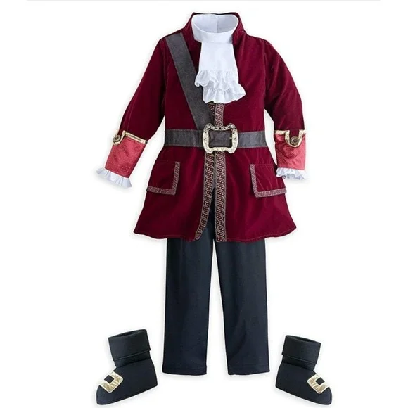NWT Disney Store Boys Size 9/10 Peter Pan Captain Hook Pirate Costume