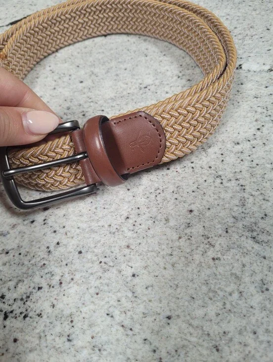 Braided Stretch Belt Tan Brown Original Penguin Large 38-40 Leather