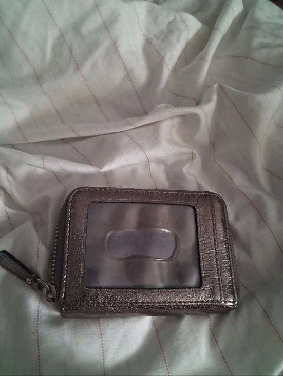 Coach Metallic Silver Zip Card Case with ID Window