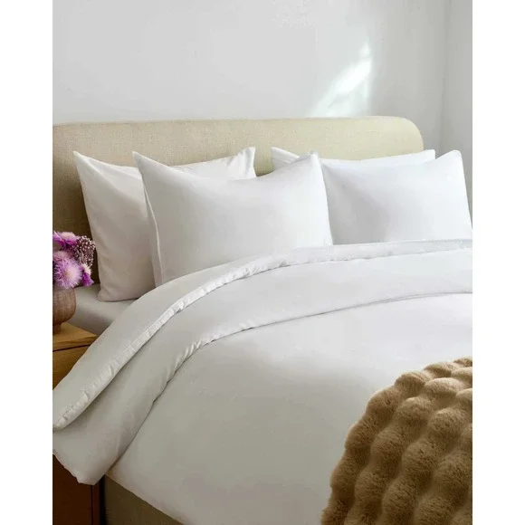 Quince Organic Cotton Sateen Sheet Set White Size TwinXL New With Tags‎