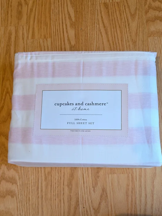 cupcakes & cashmere Pink and White Striped Full Sheet Set