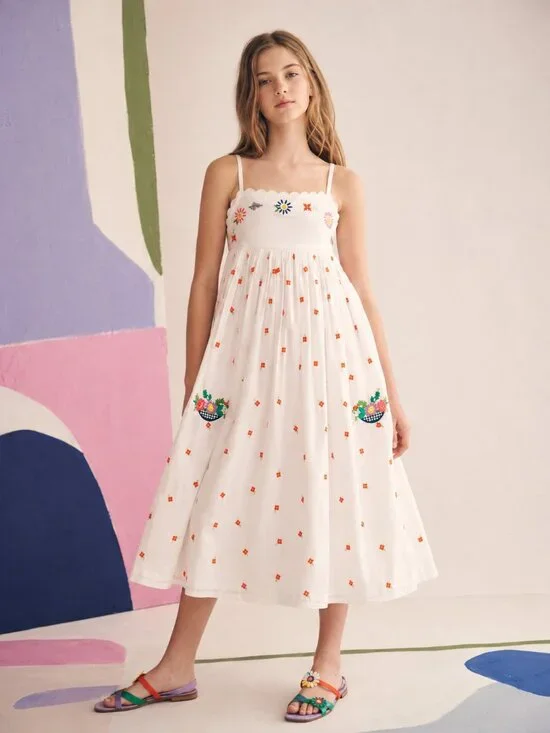STELLA MCCARTNEY Teen Embroidered White Flower Sundress