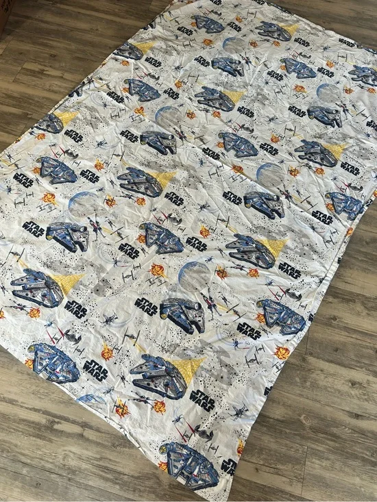 pottery barn kids star wars millinium falcon cotton twin size flat bed sheet