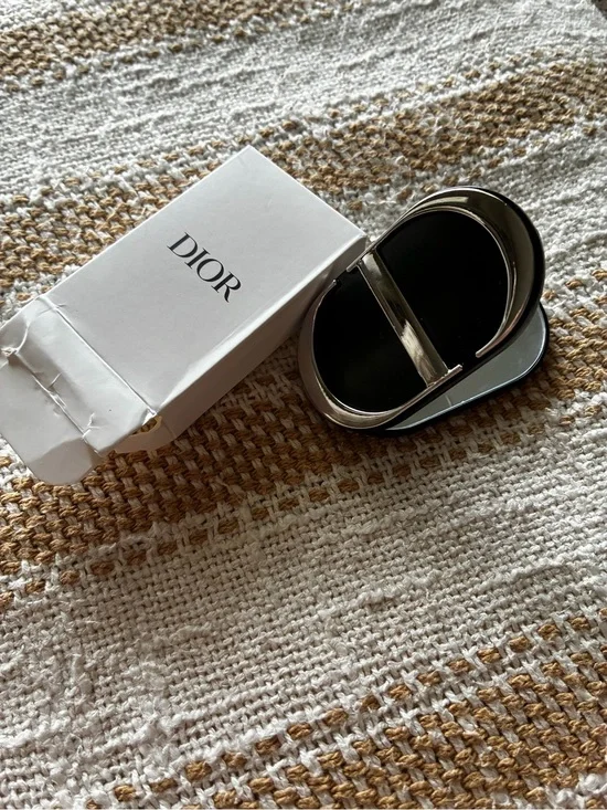 Dior Oval Compact Mirror in Black and Silver-Tone