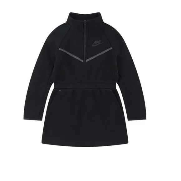 $85 Nike Tech Girls L/S Beautiful Black Dress Size 6X (6-7 yrs) 36M883
