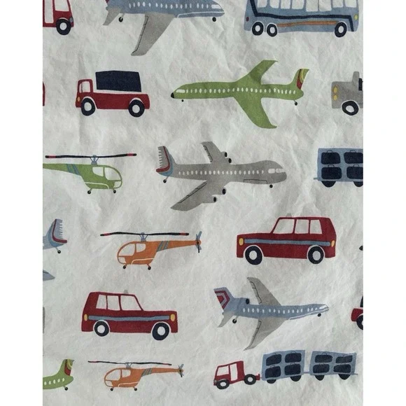 Pottery Barn Kids Organic Cotton Twin Fitted Sheet  Transportation Cars Trucks