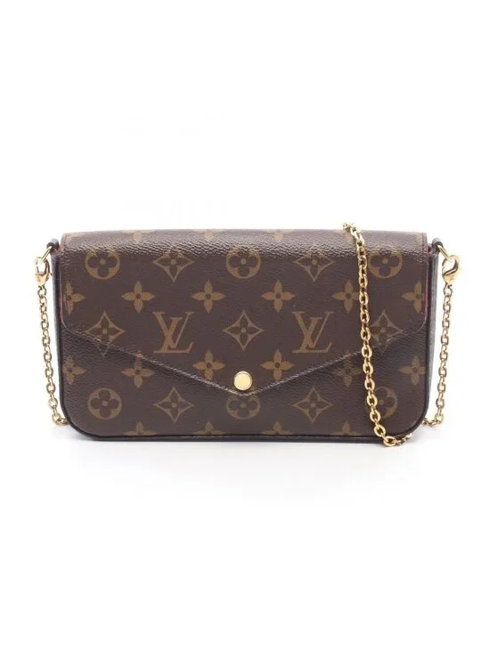 Louis Vuitton Shoulder Bag Pochette Felicie Monogram Fuchsia Canvas Leather
