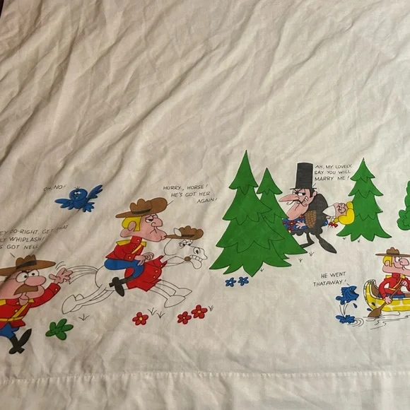 Vintage Dudley Do Right Cartoon Print‎ Flat Sheet - Full Size
