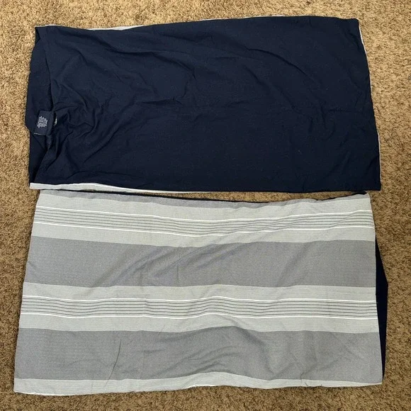 Brooks Brothers King Sham Pillowcase Set 2 Navy Blue Grey White Striped Nautical