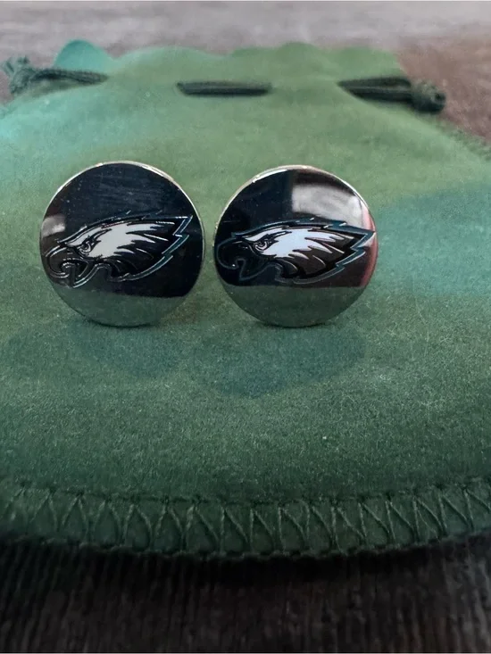 Philadelphia Eagles Silver Logo Round Cufflinks - Men’s Accessories