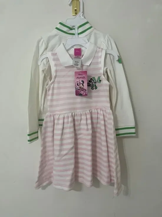 Disney Minnie Mouse Tennis Dress & Jacket Set 3T Pink White Striped