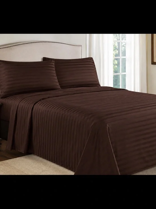Allure 3000 King 4-Piece Sheet Set Brown Bamboo Blend, Deep Pocket, Cooling