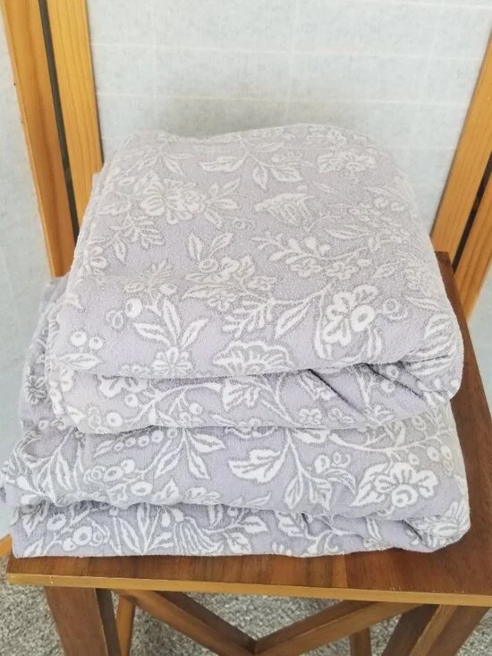 Cuddl Duds 100% Cotton Flannel Sheets Set Queen Size Lilac Floral Flat & Fitted