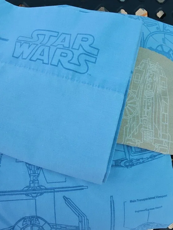 1997 Lucasfilms Star Wars TIE Fighters Blueprint Twin Fitted Sheet & 2 Pillowcas