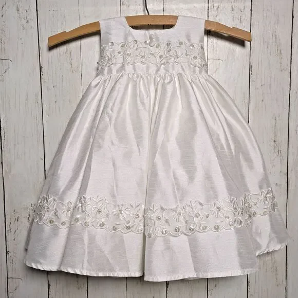 Lito Girls White Formal Dress Size Small Lace Sequin Pearl Communion